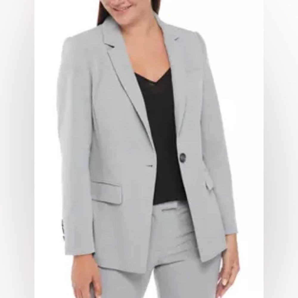 NWT The Limited LongLine 1-Button Heather Grey Blazer Light Academia Petite 12P